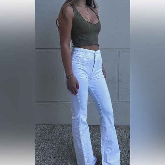 Free People Here For You Crop Camisole Ivy League Army Size M/L NWT - Picture 7 of 8